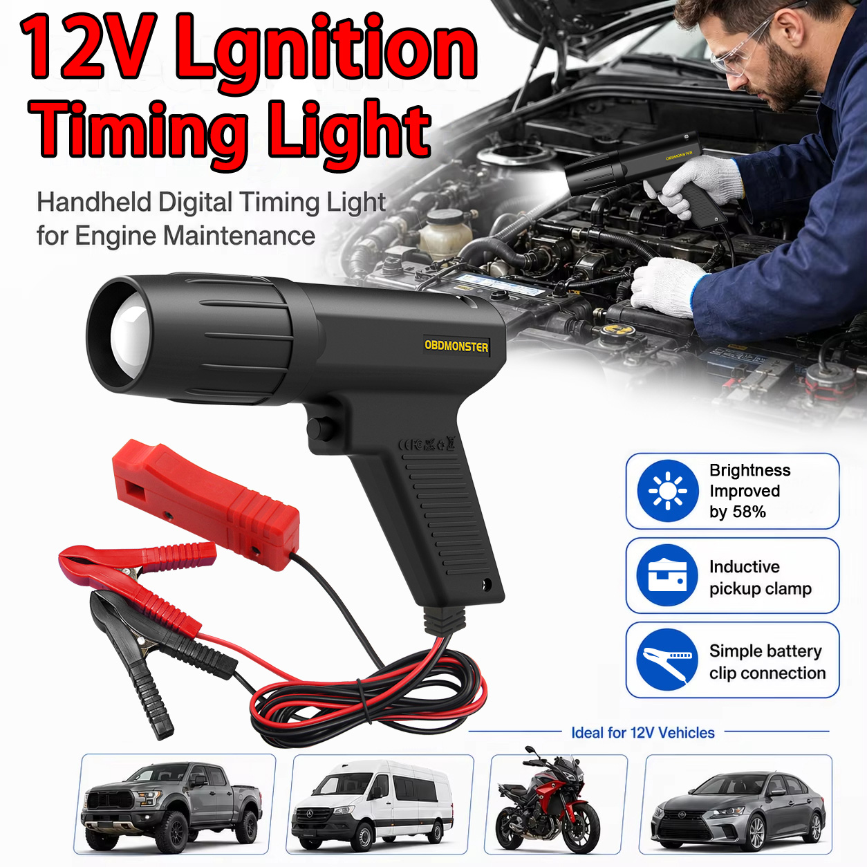12V Inductive Ignition Timing  - Timing Light Gun review and price